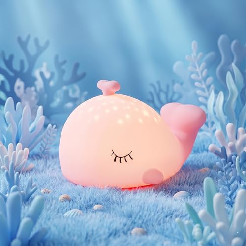 Lámpara de Mesita Infantil Ballena Silicona Recargable USB-C