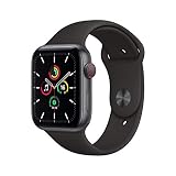 2020 Apple Watch SE (GPS + Cellular, 44 mm) Aluminiumgehäuse Space Grau, Sportarmband Schwarz