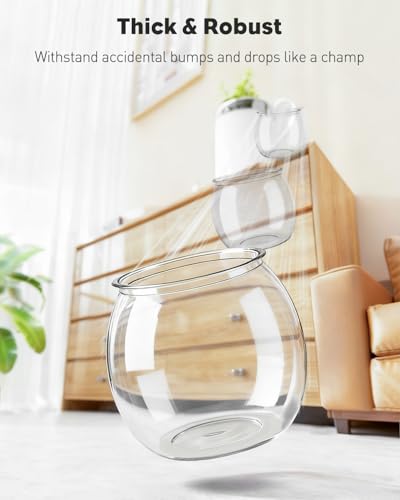 Image of Pawfly 0.5 Gallon Mini Plastic Fish Bowl, Unbreakable Small Fishbowl Desktop Aquarium, Clear Round Plastic Fish Tank for Small Fish, Shatterproof Betta Fish Tank Goldfish Bowl, Decorative Globe Vase