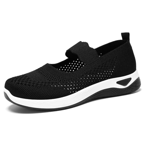 WDRHC Zapatos Slip-On de Verano para Mujer - Loafers Ligeros y Transpirables, Antideslizantes & Acolchados,Zapatos Casuales de Punta Redonda para el Día a Día, Azul/Rosa/Negro/Khaki/Morado,Talla 36-42