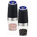 Gravity Electric Salt and Pepper Grinder Set of 2,Battery Powered Salt and Pepper Shakers , Adjustable Grind Coarseness with Blue LED Light, Automatic Pepper Mill and Salt Mill