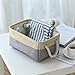 TheWarmHome Decorative Basket Rectangular Fabric Storage Bin Organizer Basket with Handles for Clothes Storage (Gold&Grey, Medium-1Pack,13.8L*9.8W*6.7H)