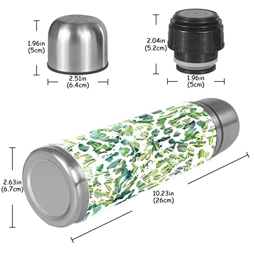 Stainless Steel Leather Vacuum Insulated Mug Abstract Plants Thermos Water Bottle For Hot And Cold Drinks Kids Adults 16 Oz #TOP4