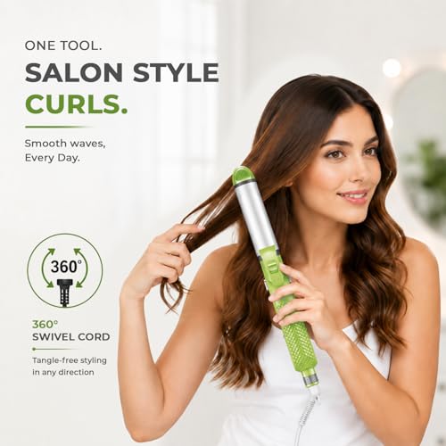 Image of VGR 4-in-1 Hair Styler - Hair Straightener, Curler, Crimper, and Waving Tool with Ceramic Coating Plates & Adjustable Heat Settings | Uniform Heat Technology | 2-Year Warranty (V-569, Green)