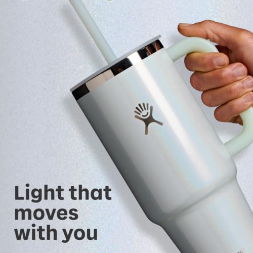 Image of Hydro Flask Travel Tumbler with Handle, Lid and Straw - Insulated Stainless Steel in 40 Oz Glimmer Pink