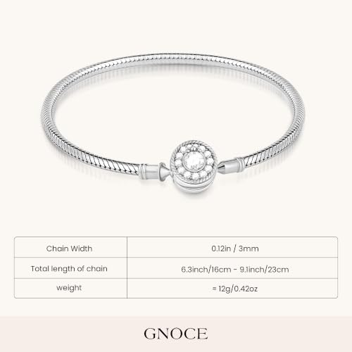 Image of GNOCE Love At First Sight Snake Chain Charm Bracelet S925 Sterling Silver Clasp DIY Bangle Jewelry for Women