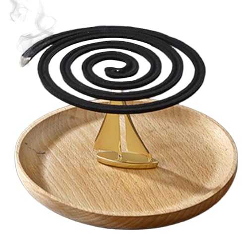 Soporte para Espirales | Soporte para Espirales Antimosquitos - Decoración de Barco con Base de Madera para Terraza Camping Patio Piscina