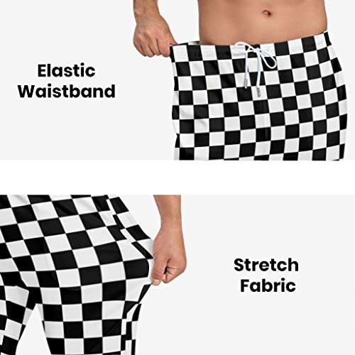 Inzvkjlu Black And White Checkered Pants Checkered Sweatpants For Men Checkered Joggers Plaid Gingham Pants L #TOP4