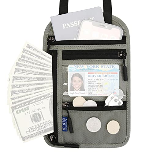 blesvt Brustbeutel Reise Geldbörsen Für Herren Und Damen, Geldbörse Mit Geldklammer, Reisepass Tasche Brusttasche Kreditkartenhalter Mit RFID Blocker Cover