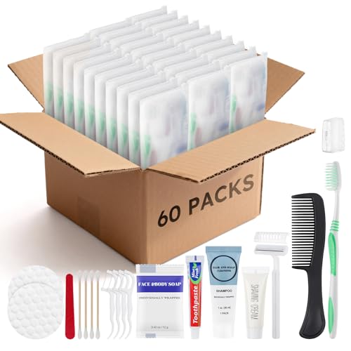 Travel Size Toiletries Bulk Homeless for Hygiene kits Toiletry Set 60 Pack