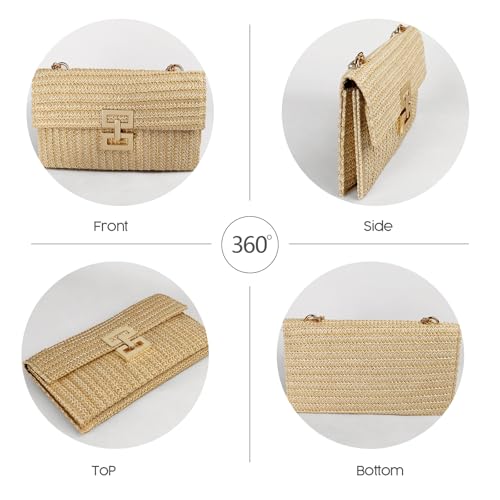 Straw Clutch Purse Crossbody Bag for Women Designer Evening Handbag Casual Summer Beach Straw Shoulder Bag2