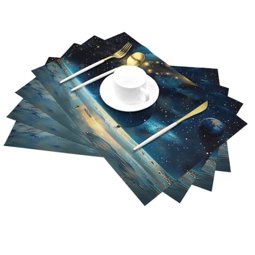 Set de table lavable et antidérapant imprimé espace pour protection de cuisine - 3