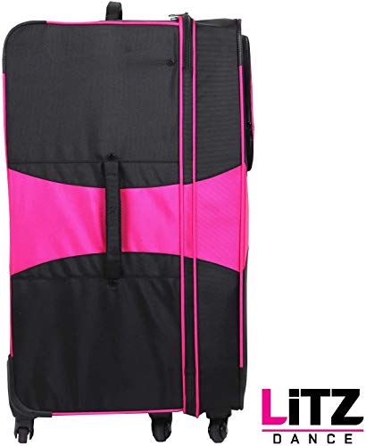 Pink And Black Suitcase - Dance Bag With Garment Rack - Rolling Garment Bag - Hanging Garment Bag - Dance Garment Bag For Costumes - Bag Rack Dance Bags - 29 In Suitcase - LITZ Competition Roller
