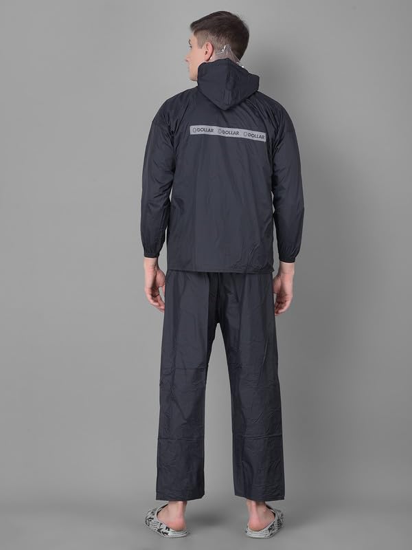 Image of Dollar Rainguard Men's PVC Full Sleeve Solid Reversible Raincoat Set with Adjustable Hood and Pocket