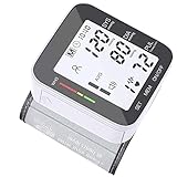 Blood Pressure Monitor Automatic Wrist High Blood Pressure Monitors Portable LCD Screen Irregular Heartbeat Monitor with Adjustable Cuff and Storage Case Powered by Battery - Black