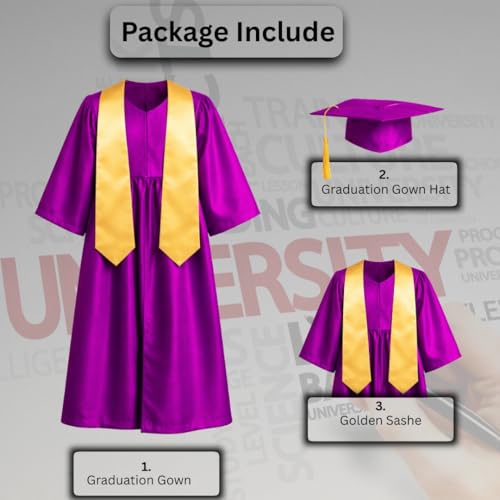 Image of Sarvda Graduation Gown for kids with Cap and Sash, Convocation Dress for Boys and GirlsSchool Ceremony, Fancy Dress