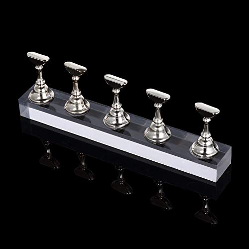 Magnetic Acrylic Manicure Tools Nail Practice Hand Nail Exercises Pedestal Nail Supplies Nail Tips Display Stand (Silver) image 5