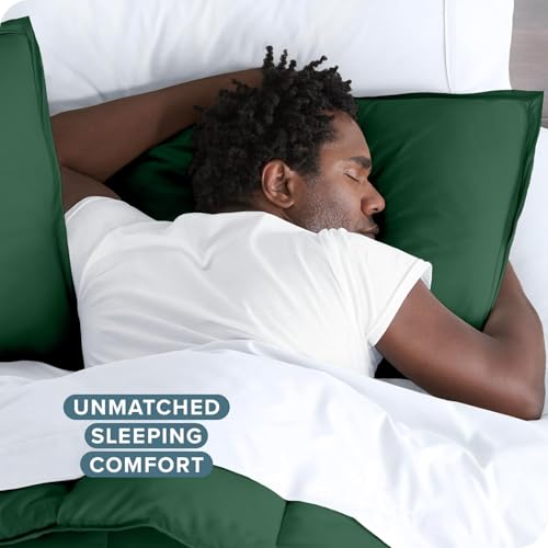 Image of Viewstar Premium Cotton Duvet Cover, Single Size 60x90 Inches, 300 Thread Count, Ultra-Soft, Wrinkle-Free, Cotton-Quilt /Comforter Zipper Cover (Dark Green)