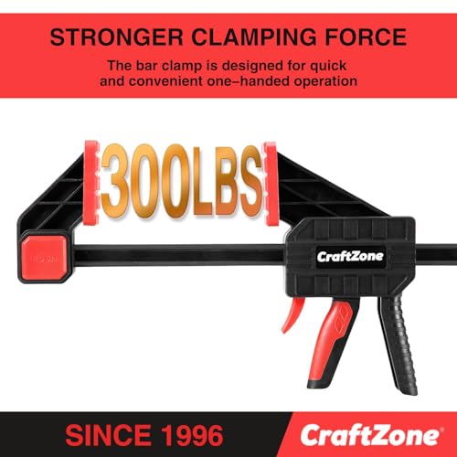Image of Bar Clamps Wood Clamps for Woodworking 24 inch One Hand Clamp /Spreader - 2-pack Quick Clamps E-Z Hold Bar Clamps Set F Clamp with 300 lbs Load Limit Medium Duty