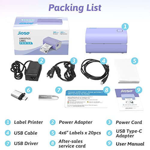 Jiose Bluetooth Thermal Shipping Label Printer - Desktop Shipping Label Printer - Print Custom Stickers - Support Chrome Os, Mac, Windows, Android, Ios For 4X6 Shipping Package Labels #TOP6