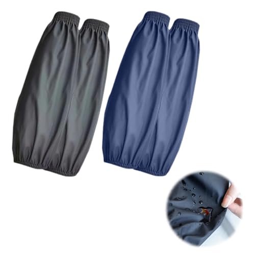 [aninako] 腕カバー 作業用 黒+紺 2ペア 防水 アームカバー 汚れ防止 アーム カバー 袖カバー PUレザー 作業用 防水カバー 男女兼用 農作業 園芸作業 水仕事 洗車用 家庭用