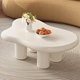 GraceNook 41.02' White Cloud Coffee Table, Modern Round Edge Coffee Table with 4 Sturdy Support Legs and 2.67' Thick Tabletop,Easy Match for Living Room, Bedroom, Balcony, Patio