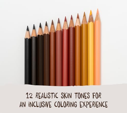 Hautfarben Skin Tones Pencils, Colors for Everyone, zestaw kolorowych ołówków w 12 różnych odcieniach skóry, od zrównoważonych materiałów surowych, dla dzieci w wieku 3 (angielski/niemiecki)