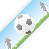 SuperDuperDecor - Football - Bedroom Wall Border - Eco Friendly 1.3m Self Adhesive Strips - Blue Sky