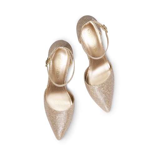 Image of DREAM PAIRS Women's High Stiletto Dress Heels Pumps | Closed Toe Pointed Toe Ankle Strap Dress Comfortable Pumps Shoes for Wedding Party Birthday Dancing