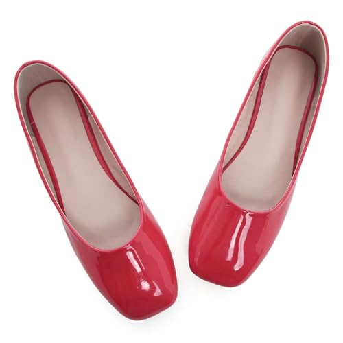 Image of ChaiRong Zhou Women Square Toe Ballets Flats Comfort Slip On Walking Shoes for Driving