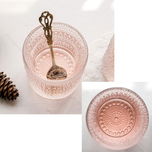 Image of Cocktail Glasses 10 oz Hobnail Drinking Glasses Set of 6, Vintage Glassware, Textured Glass Cups Bubble Glasses Water Glasses Old Fashion Jupiter Glasses Set, Grey