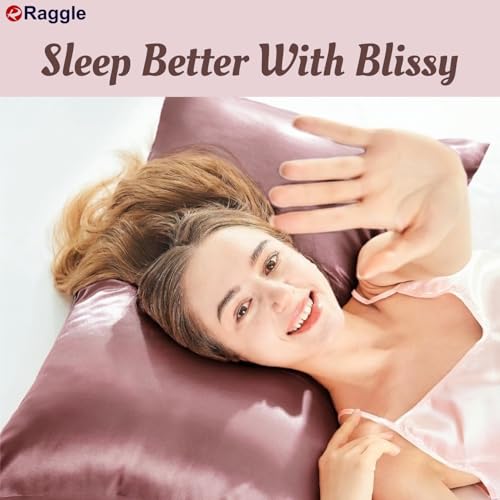Image of RAGGLE Satin Silk Pillowcase for Hair and Skin Standard Size 18 inchX 28 inch with Soft Breathable Smooth Cooling Pillow Covers for Sleeping or Pillow Protector (2, Chocolate)