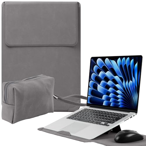 Housse MacBook Pro 16 M5 M4 M3 stand portable pochette ordinateur gris 15 pouces