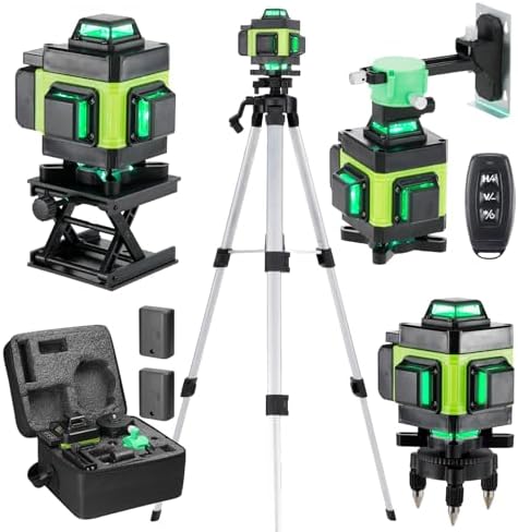 Laser Level 16 lines, Weytoll 4 x 360 Laser Level Self-Leveling Green 25 m Range, With 1.5 m Tripod, Wall Mount, Lifting...