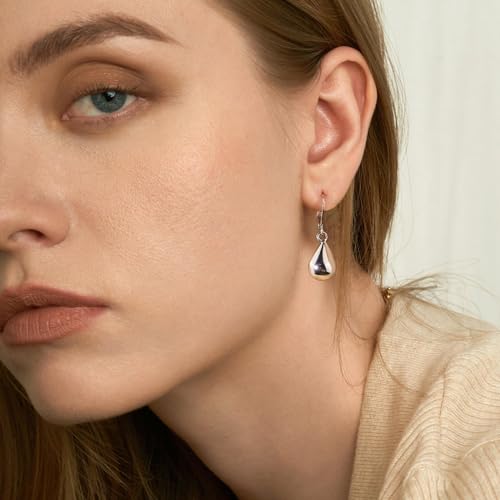 Silver/Gold Teardrop Earrings for Women,Sterling Silver Waterdrop Tear Drop Dangle Earrings Hypoallergenic, Teardrop Leverback Dangle Earring Jewelry2