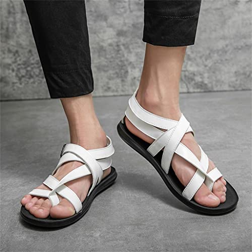 Men’s Beach Leather Slippers Non-Slip Mule Gladiator Sandals Men Shoes Man Casual Flip Flops(39)4
