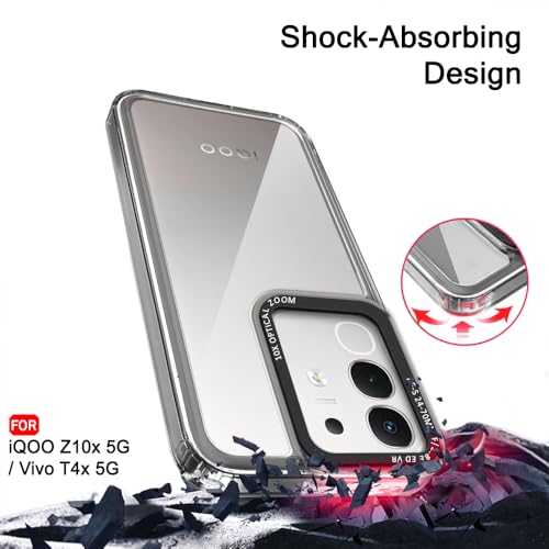 Image of TheGiftKart Hybrid Shockproof Back Cover Case for iQOO Z10x 5G / Vivo T4x 5G | Stylish Camera Border | Electroplated Buttons | Crystal Clear Hard Back Cover Case (TPU & PC, Smoked Bumper)
