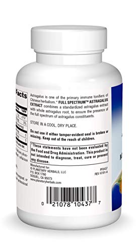 Planetary Herbals Astragalus Extract, Full Spectrum 500 Mg Botanical For Immune System Support - 120 Tablets #TOP1