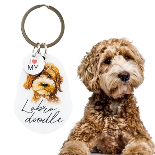 Splosh Labradoodle Keyring Gifts | Personalised Dog Key Chain & Custom Gift for Women | Dog Mum Cute Key Ring for Dog Lovers, Accessories & Tags