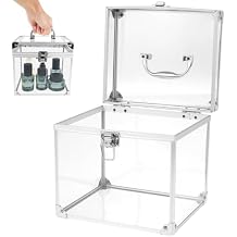Crown Boxes for Pageants 7.9 X 6.7 X 7.5 In Clear Large capacity Makeup Train Case Cosmetic Case with Latches and Handle Toiletry Organizer Box Travel Makeup Tools Storage Organizer Box