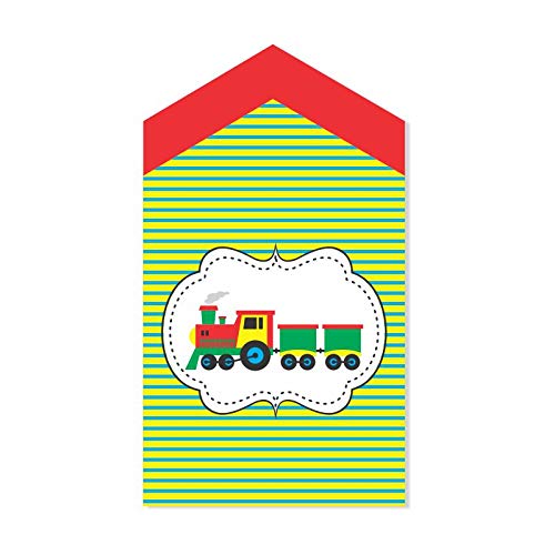 Image of PRETTY UR PARTY Train Party decorations Kit - 80 pcs includes Bunting, balloons, thank you, centerpiece, danglers, Caps, Party Supplies, Train Birthday Decor, DIY decor Pack for kids