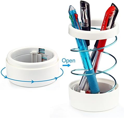 Mopao Creative Hollow Ladder Rotation Design Plating Spring Pen and Pencil Holder Cup for Desk, Office Supplies
