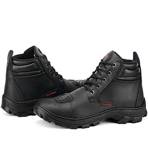 Bota Coturno Adventure Em Couro Tratorada Cano Curto Preta (39)