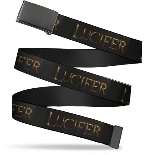 Lucifer Belt, Flip Web Belt Lucifer Title Logo Black Gold