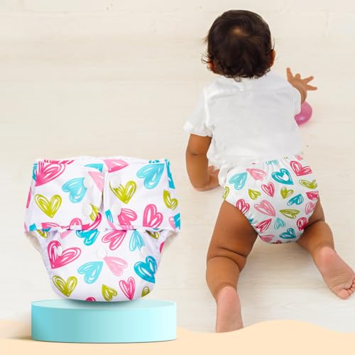 Image of SuperBottoms BASIC Cloth Diaper Pack of 2 with UltraThin Dry Pad & 5 Disposable Easy Clean Top Sheets | Reusable & Washable | Adjustable Fit for Babies 3m-3y