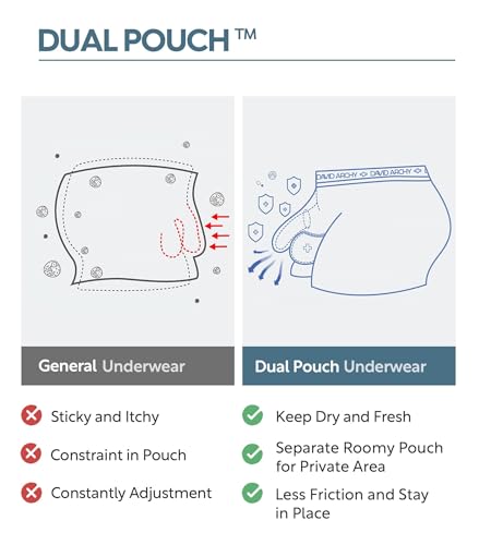 Image of DAVID ARCHY Men's Underwear Micro Modal Dual Pouch Trunks Support Ball Pouch Bulge Enhancing Boxer Briefs for Men 3 or 4 Pack