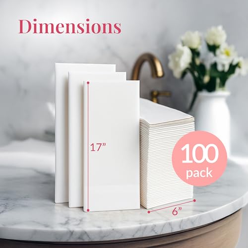 Image of Prestee 100 Linen Feel Disposable Paper Towels - Hand Towels for Bathroom - Cloth-Like Napkins for Weddings, Events, and Dinners - Paper Napkins Ideal for Home, Office - White, 12 x 17 Inches