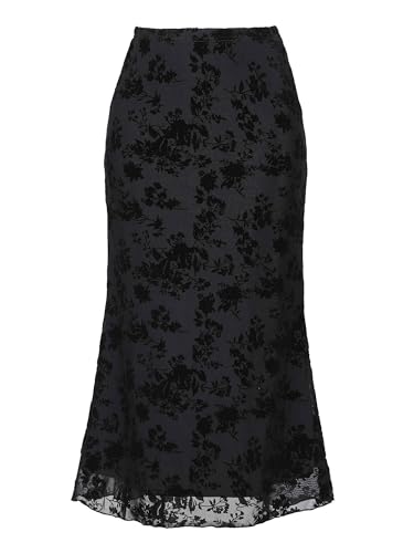 Allegra K Mesh Skirt for Women Fishtail High Waist 2025 Fall Bodycon Midi Skirts