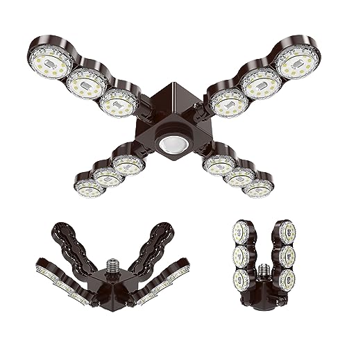 sansi led garage lights infrared sensor 60w480w equivalent deformable ceiling light with 4 adjustable panels led shop light 5000k super bright e26 natural lighting e26 for garageworkshopbasement