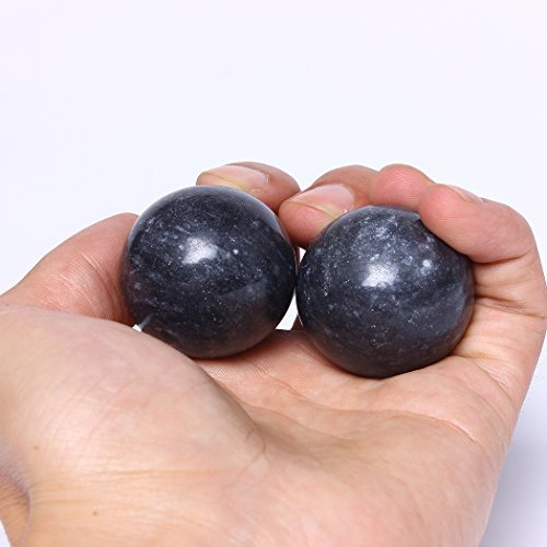 Brabud 1.4'' Dark Grey Marble Baoding Health Stress Exercise Balls Chinese Exercise Stress Balls Craft Collection (Box-Packed) #TOP5